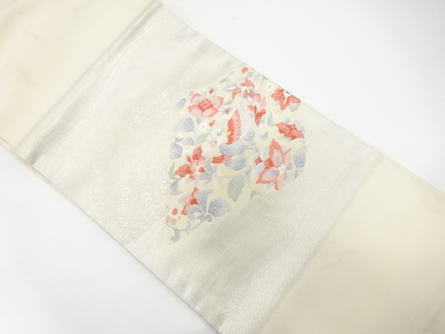 JAPANESE NAGOYA OBI / WOVEN FLORAL PLANTS